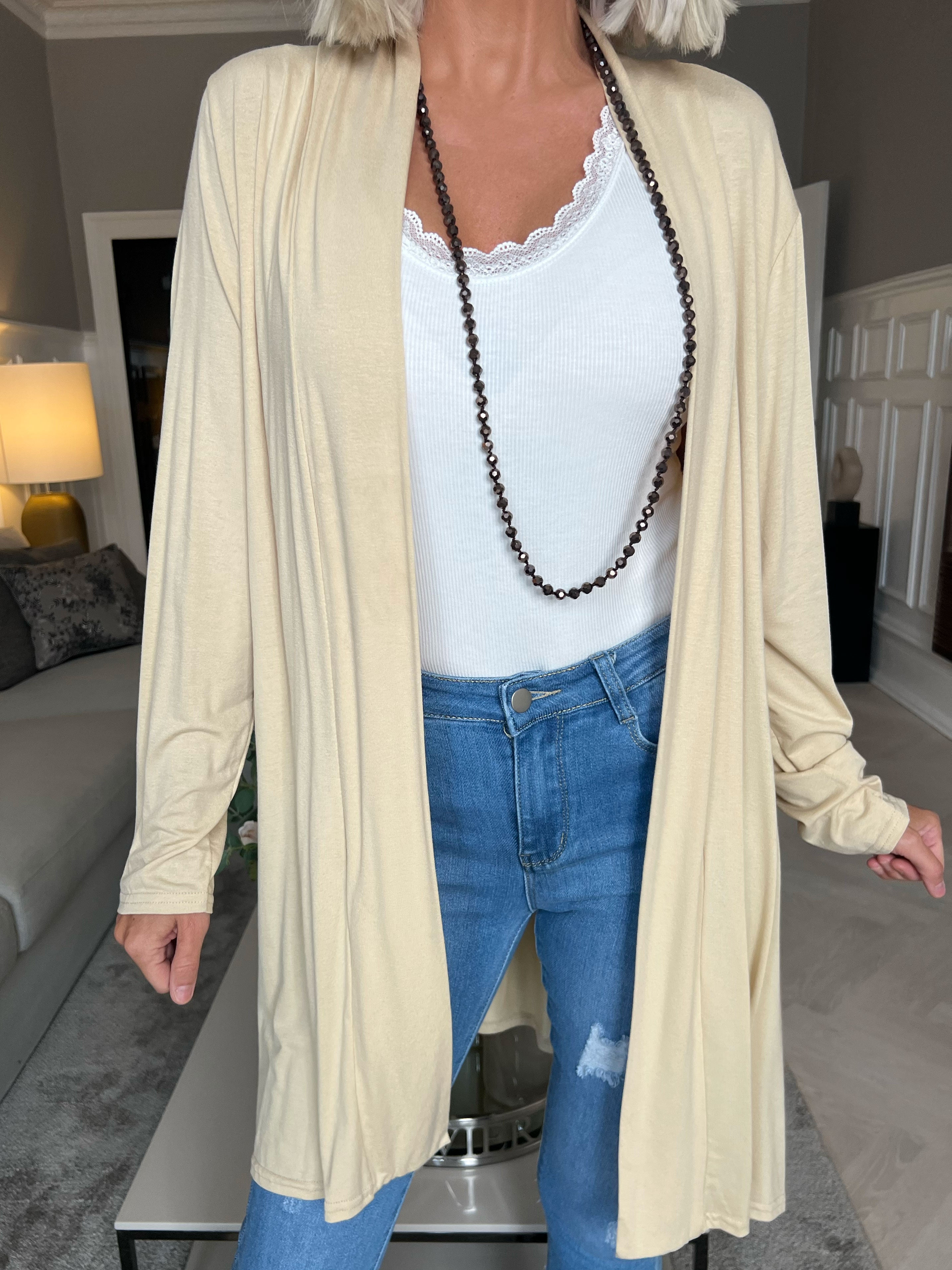 Rosa - Basis cardigan i jersey stof (bestseller)